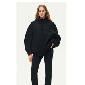 Zara oversized wool bomber black jacket small